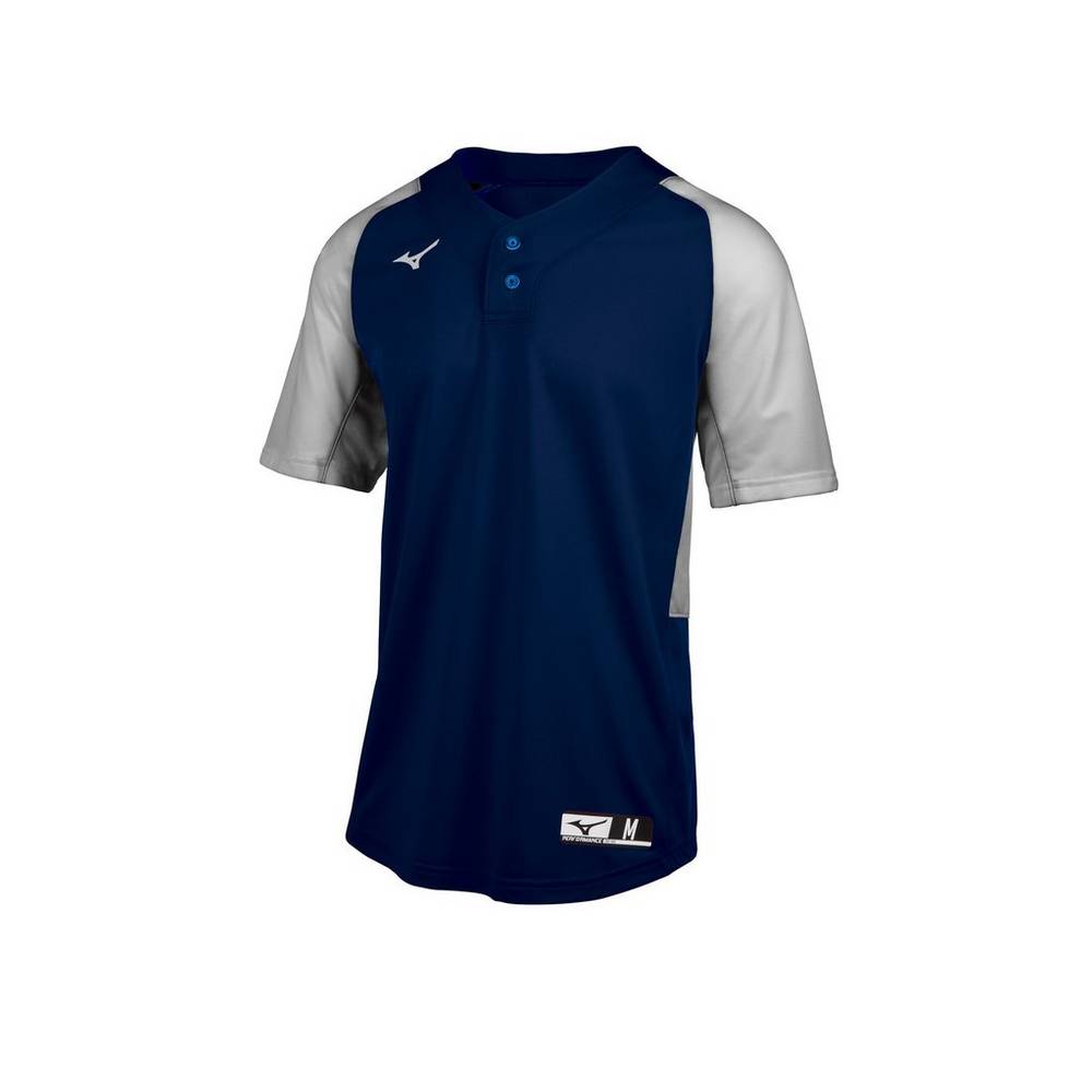 Camisas Mizuno Baseball Aerolite 2-Button - Homem - Azul Marinho/Cinzentas - ODJRX9502